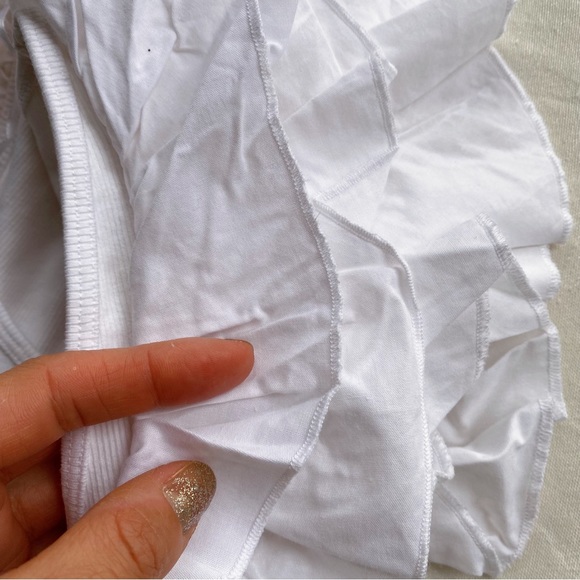 🐚 ZARA WHITE BUTTERFLY SLEEVE RIBBED BODYSUIT! - Picture 8 of 16